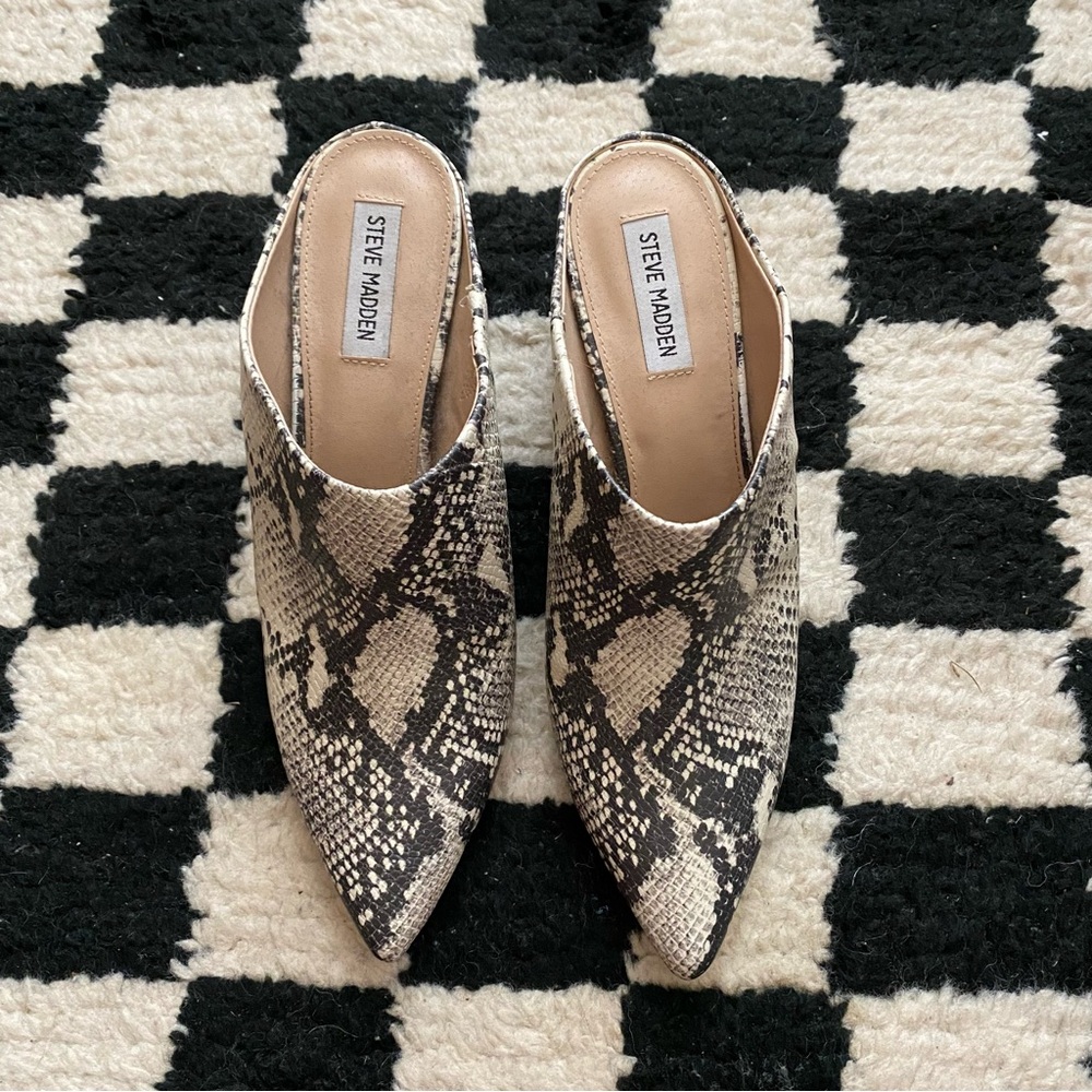 Steve Madden Snake Print Pointed Toe Heeled Mules - image 3